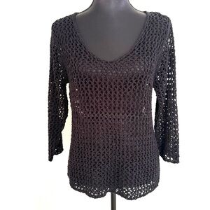 Escapade Women's Black Crochet Knit Top